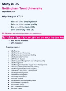 Study in UK- Nottingham Trent University